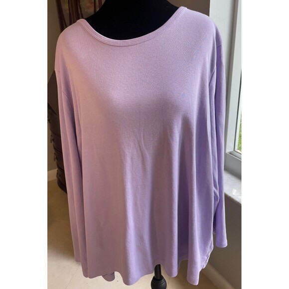 Lands End Shaped Fit 3X Cotton Long Sleeve Amethyst Purple Office Church Mature - Picture 7 of 9